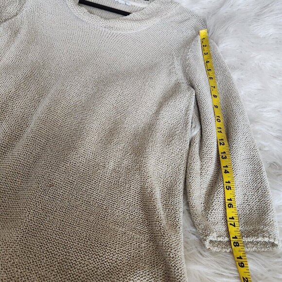 J.‎ Jill Pure Jill Size Large Beige Open-Knit Sweater Cowl Neck 3/4 Sleeve Beach - Picture 7 of 12